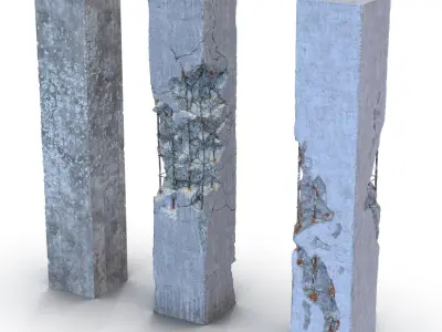 Concrete Pillars Set 3D model