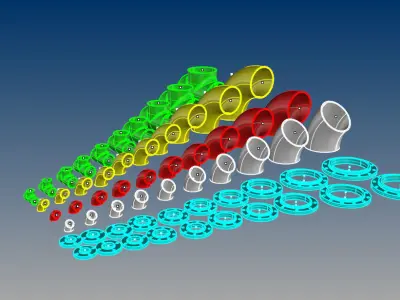 Carbon steel pipe fittings - weld 3D model