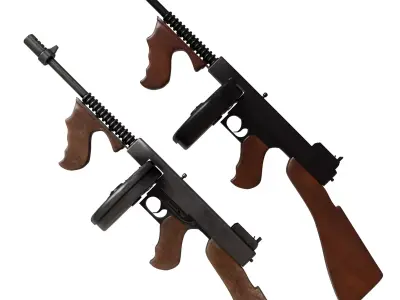 Thompson Submachine Gun Low-poly 3D model purchase