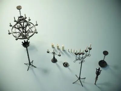 Medieval Light PACK Game Ready PBR Low-poly 3D model