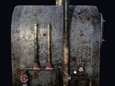 Boiler Furnace - PBR - Old Textured Low-poly 3D model