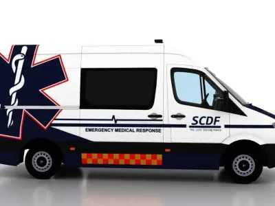 Mercedes Benz Sprinter L2H2 2009 Singapore Ambulance 2 3D model