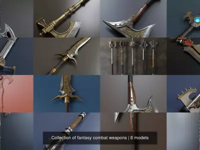 Collection of fantasy combat weapons 3D Model Pack