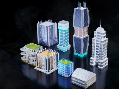 Modern Buildings Volume 1 Low-poly 3D model