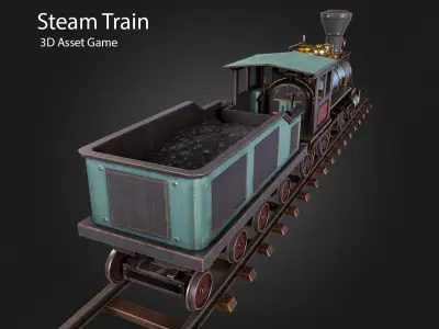 Steam Train Low-poly 3D model purchase