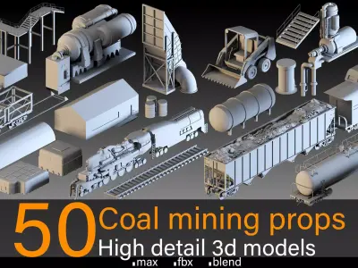 50- Coal mining props 3D model
