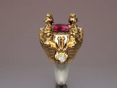 Tiger Four Ruby Ring 3D print model
