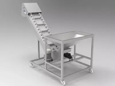 Inclined Belt Conveyor Low-poly 3D model