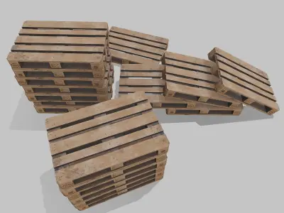 Pallets wooden option 3 Low-poly 3D model