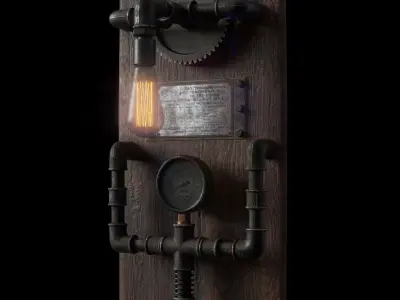 Steampunk lamp - game ready Low-poly 3D model
