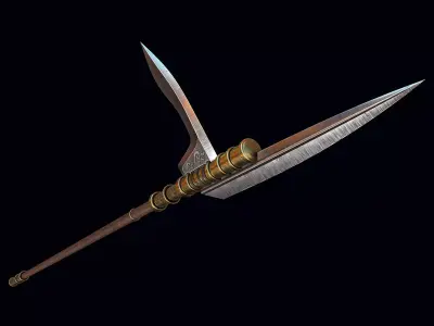 Dagger-axe spear Low-poly 3D model
