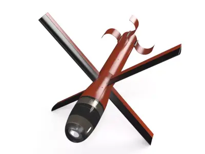 Training Glide Bomb with Cross Wings and Nose Cone Red 3D model
