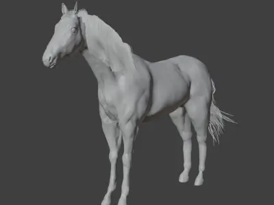 Horse in forest Low-poly 3D model