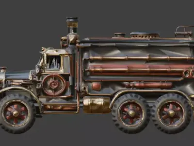 Steampunk Military Supply Truck 3D Model Low-poly 3D model by Choco-Bear
