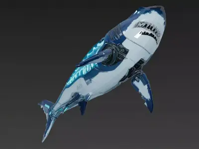 Deep Blue Cyber Shark Low-poly 3D model