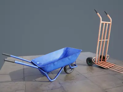Wheelbarrow Assets Free low-poly 3D model