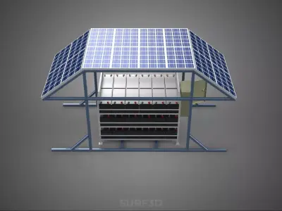 ENERGY POWER STATION SOLAR PANEL PV ARRAY RACK BATTERY BANK PACK 3D model