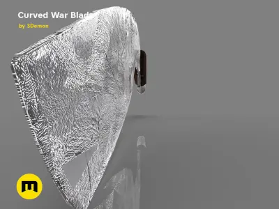 Curved War blade Low-poly 3D model