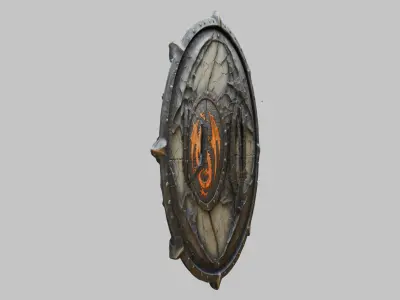 Medieval Fantasy DRagon Shield Low-poly 3D model