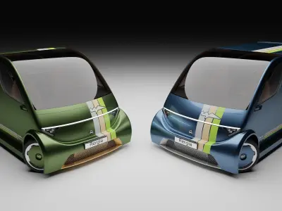 Aergia CargoVan and Aergia FlatBed original utility vehicles 3D model