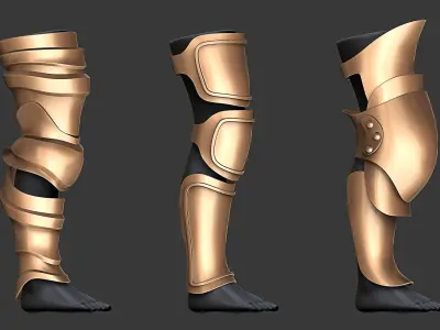 Leg Armor Highpoly and Lowpoly With UVs Vol 2 Low-poly 3D model