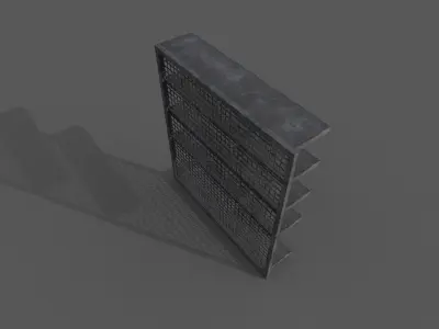 Aging shop supermarket unused single shelf rack Low-poly 3D model