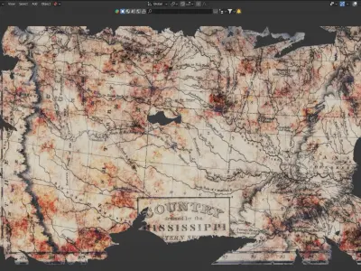 3D Worn Map of Mississippi model 3D model