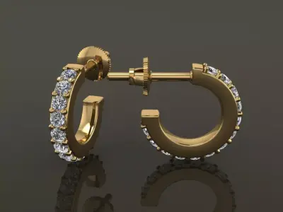 Earring Diamond Hoop Box Opened Back 7mm Inside Diameter 3D print model