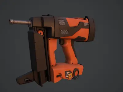 NailGun - PBR Game Ready Low-poly 3D model orange nail gun Low-poly 3D model