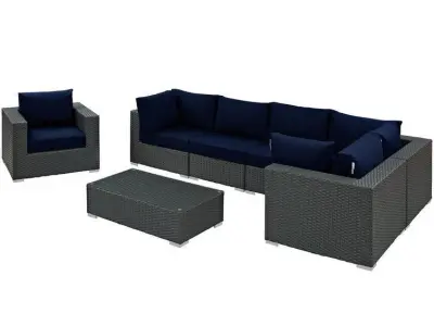 Bull Tripp Wicker Rattan Seating Group Patio Conversation Chair 3D model