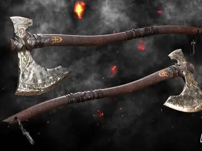 Viking Axe Low-poly 3D model 31
