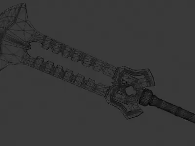 Two-handed sword-ax Free low-poly 3D model