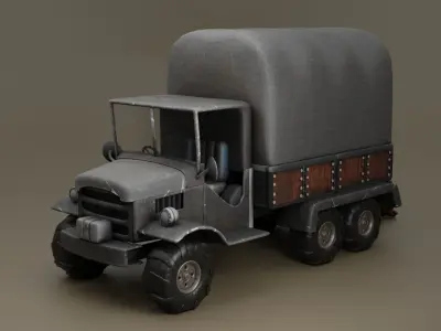 Truck old with canvas cover 3D model