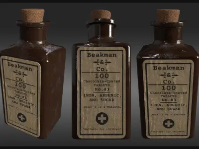 Plague Doctor Medicine Bottles Low-poly 3D model