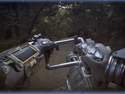 FPS Sci Fi Hands With Gatling Low-poly 3D model