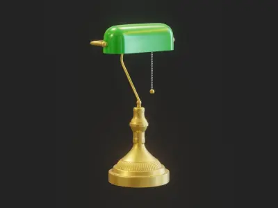 Cartoon Banker Lamp Subdivision Ready for Film Low-poly 3D model