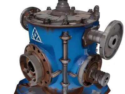 Rusty Industrial Machine Part Valve 3D model