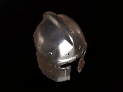 Medieval Steel Helmet - PBR Game Ready Low-poly 3D model