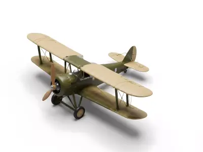 Classic WWI Biplane Fighter 3D Model Low-poly 3D model