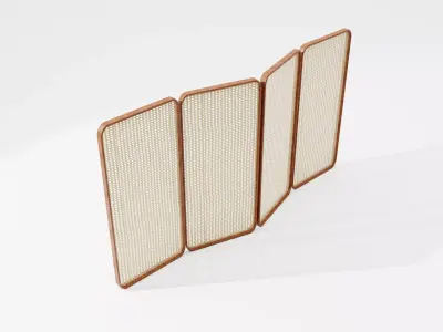 Wooden Wicker Room Divider Free low-poly 3D model