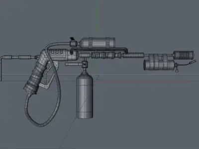 Flame Thrower 3D - High Poly - Low poly - Game Ready Low-poly 3D model
