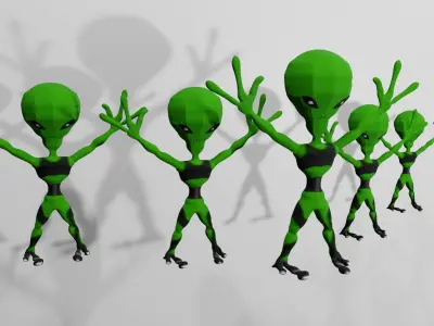 Alien Lowploy Green UFO Low-poly 3D model
