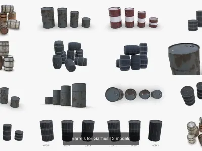 Barrels for Games 3D Model Pack