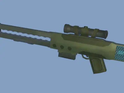 Railgun for games Low-poly 3D model