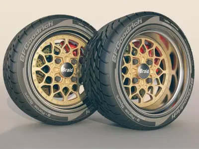 Braid 4RC  wheel set - front and rear 3D model