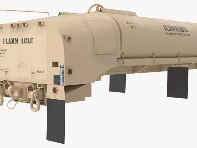 Military Fuel Tank Trailer with Ladder Simplified 3D model purchase