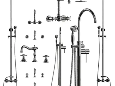 Lovedima Freestanding Bathtub Faucet and collection Low-poly 3D model