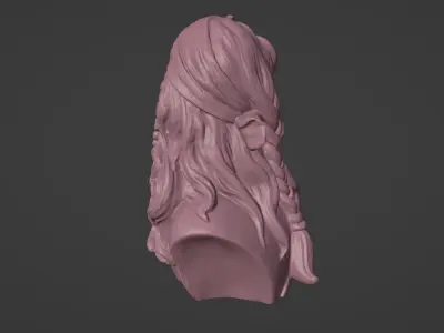 Pirate bust of woman with long hair 3D print model