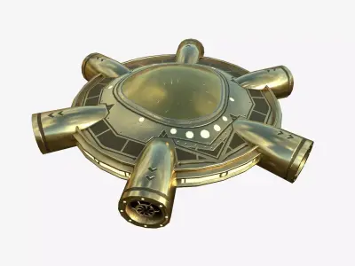 Alien Spaceship UFO J07 Gold - Sci Fi Spacecraft Design Low-poly 3D model