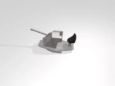 WW2 gun turret tactical wargaming Low-poly 3D model